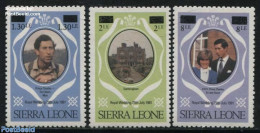 Sierra Leone 1985 Overprints 3v, Mint NH, History - Charles & Diana - Kings & Queens (Royalty) - Familles Royales