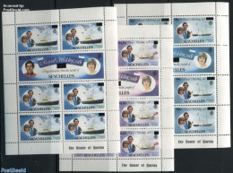 Seychelles 1983 Overprints 3 M/ss, Mint NH, History - Transport - Charles & Diana - Kings & Queens (Royalty) - Ships A.. - Familles Royales