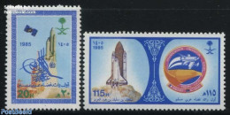 Saudi Arabia 1985 First Arab Astronaut 2v, Mint NH, Transport - Space Exploration - Arabie Saoudite