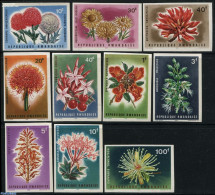 Rwanda 1966 Flowers 10v Imperforated, Mint NH, Nature - Flowers & Plants - Sonstige & Ohne Zuordnung