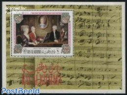 Ras Al-Khaimah 1972 W.A. Mozart S/s, Mint NH, Performance Art - Amadeus Mozart - Music - Musical Instruments - Staves - Music