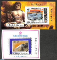 Ras Al-Khaimah 1970 Expo 70, Osaka 2 S/s, Mint NH, Various - Stamps On Stamps - World Expositions - Art - Modern Archi.. - Francobolli Su Francobolli