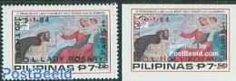 Philippines 1984 Holy Rosary 2v (red & Black Overprints) 1v Imperf., Mint NH, Religion - Religion - Filipinas