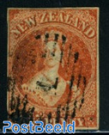 New Zealand 1862 1P Deep Orange, Used, Used - Gebruikt