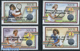 Niue 1988 Steffi Graf 4v, Mint NH, Sport - Olympic Games - Tennis - Tennis