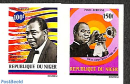Niger 1971 Louis Armstrong 2v, Imperforated, Mint NH, Performance Art - Jazz Music - Music - Muziek