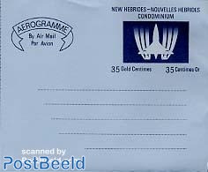 New Hebrides 1971 Aerogramme 35gc Blue, Concorde, Unused Postal Stationary, Transport - Concorde - Aircraft & Aviation - Covers & Documents