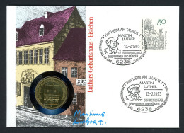 DDR 1993 Numisbrief 5 Mark Luthers Geburtshaus - Worbes 184 B ST (Num099 - Sin Clasificación