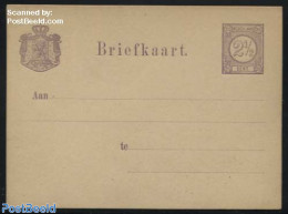 Netherlands 1877 Postcard 2.5c, Chamois Paper, Coat Of Arms Wide Lined, Unused Postal Stationary - Covers & Documents