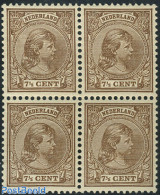 Netherlands 1895 7.5c Brown,plate, Block Of 4 [+], Mint NH, Mint NH - Nuevos