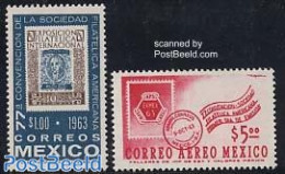 Mexico 1963 Philatelic Association 2v, Mint NH, Stamps On Stamps - Stamps On Stamps