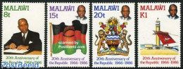 Malawi 1986 Republic 20th Anniversary 4v, Mint NH, History - Transport - Coat Of Arms - Flags - Aircraft & Aviation - Avions