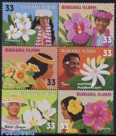 Marshall Islands 1999 Flowers In Hair 6v, Mint NH, Nature - Various - Flowers & Plants - Costumes - Costumi