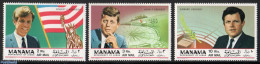 Manama 1969 Kennedy Brothers 3v, Mint NH, History - American Presidents - Flags - Manama