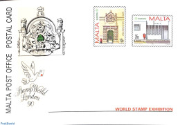 Malta 1990 Postcard Europa, Stamp World, Unused Postal Stationary, History - Europa (cept) - Post - Posta