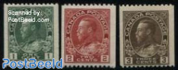 Canada 1911 Definitives Coil, Vertical Imperforated 3v, Hor. Perf. 121, Mint NH - Nuevos