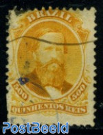 Brazil 1866 500R Gold-yellow , Used, Used - Oblitérés