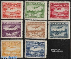 Bolivia 1930 Airmail Definitives 8v, Mint NH, Transport - Aircraft & Aviation - Vliegtuigen