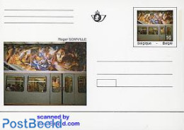 Belgium 1994 Postcard Roger Somville, Unused Postal Stationary, Transport - Railways - Art - Modern Art (1850-present) - Covers & Documents