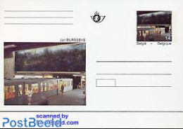 Belgium 1991 Postcard Jan Burssens, Unused Postal Stationary, Transport - Railways - Art - Modern Art (1850-present) - Cartas & Documentos