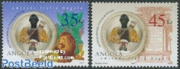 Angola 2002 Friendship With Italy 2v, Mint NH, Nature - Cat Family - Art - Books - Ceramics - Porcellana