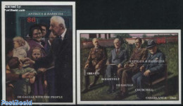 Antigua & Barbuda 1991 Charles De Gaulle 2 S/s, Mint NH, History - American Presidents - Churchill - French Presidents.. - Sir Winston Churchill