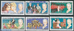 Central Africa 1985 Queen Mother 6v, Mint NH, History - Nature - Transport - Various - Kings & Queens (Royalty) - Dogs.. - Koniklijke Families