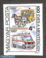 Hungary 1987 Emergency Service 1v Imperforated, Mint NH, Health - Nature - Transport - Health - Horses - Automobiles -.. - Nuevos