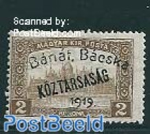 Hungary 1919 Banat Bacska, 2Kr, Stamp Out Of Set, Unused (hinged) - Nuevos