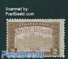 Hungary 1919 Banat Bacska, 2Kr, Stamp Out Of Set, Unused (hinged) - Nuovi