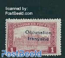 Hungary 1919 Arad, 1Kr, Stamp Out Of Set, Unused (hinged) - Unused Stamps