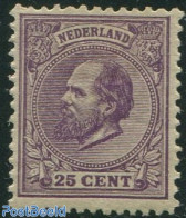 Netherlands 1875 25c, Perf. 12.5:12, Large Holes, Stamp Out Of Set, Unused (hinged) - Ongebruikt