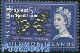 Solomon Islands 1965 5Sh, Stamp Out Of Set, Mint NH, Nature - Butterflies - Isole Salomone (1978-...)