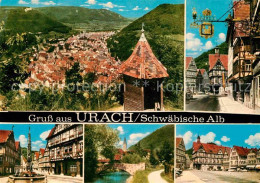 72639669 Bad Urach Panorama Schwaebische Alb Altstadt Fachwerkhaeuser Brunnen Ba - Bad Urach