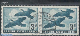 Austria 1953 Bird, 3S, Blue, Used Pair, Used Stamps, Nature - Birds - Gebraucht