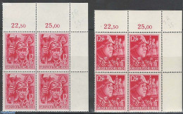 Germany, Empire 1945 SA/SS, 2 Blocks Of 4, Mint NH, History - Militarism - Unused Stamps