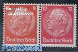 Germany, Empire 1933 Hindenburg, 8Pf+12Pf Horizontal Pair, Unused (hinged) - Se-Tenant