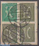 Germany, Empire 1921 Germania And Numbers, Block With 1x30Pf And 3x10Pf, Used On Piece Of Letter, Used Stamps - Usados