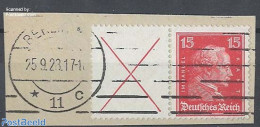 Germany, Empire 1927 Beethoven/Kant, Tab+15Pf Horizontal Pair, Used On Piece Of Letter, Used - Se-Tenant