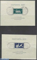 Germany, Danzig 1937 Daposta 1937, Two Used Blocks, Daposta Cancellation, Used Stamps, Religion - Transport - Churches.. - Eglises Et Cathédrales