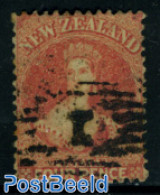 New Zealand 1864 4P Orange, WM1, Used, Tiny Brown Spots, Used Stamps - Gebraucht