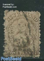 New Zealand 1872 1p Brown, Without WM, Used, Used Stamps - Usados