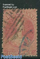 New Zealand 1864 4p Rosa, WM1, Used, Used Stamps - Gebruikt