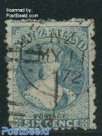 New Zealand 1871 6p Blue, Perf. 12.5, Used, Used - Gebruikt