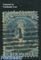 New Zealand 1871 6p Blue, Perf. 12.5, Used, Used Stamps - Gebruikt