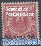 Turkey 1895 German Post, 20Pa On 10Pf, Red, Unused (hinged) - Other & Unclassified