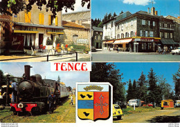 TENCE (43) CPM 1985 - Multivues - Hôtel BOUIT - Bar-Tabac "Le Marigny" - Train à Vapeur C.F.R. - Éd. CELLARD - Other & Unclassified