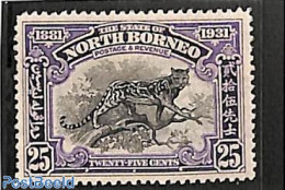 North Borneo 1931 25c, Stamp Out Of Set, Unused (hinged), Nature - Cat Family - Borneo Septentrional (...-1963)
