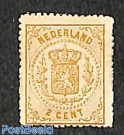 Netherlands 1869 2c, Brownyellow, Perf. 14, Small Holes, Unused (hinged) - Ongebruikt