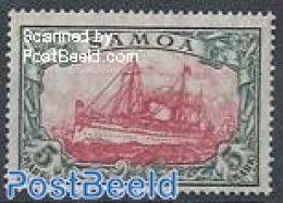 Germany, Colonies 1915 Samoa, 5M, Peace Print, Stamp Out Of Set, Mint NH, Transport - Ships And Boats - Boten